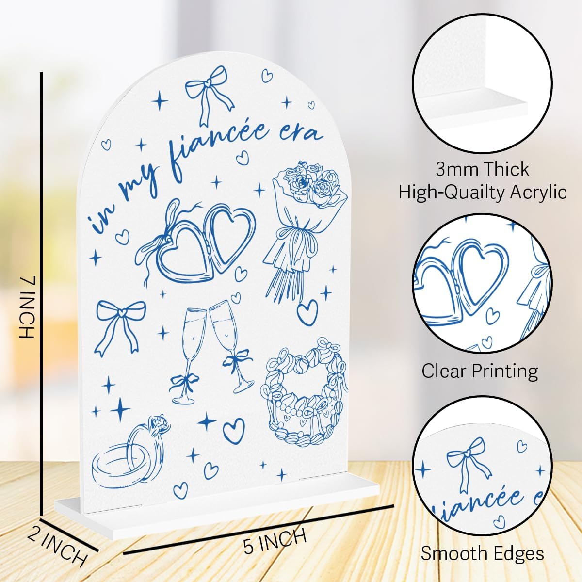 Bride to be Gifts in My Fiance Era Engagement Gifts for Couples Newlyweds Bridal Shower Gift Clear Acrylic Desk Decor Sign for Home Office 7 x 5 Inches