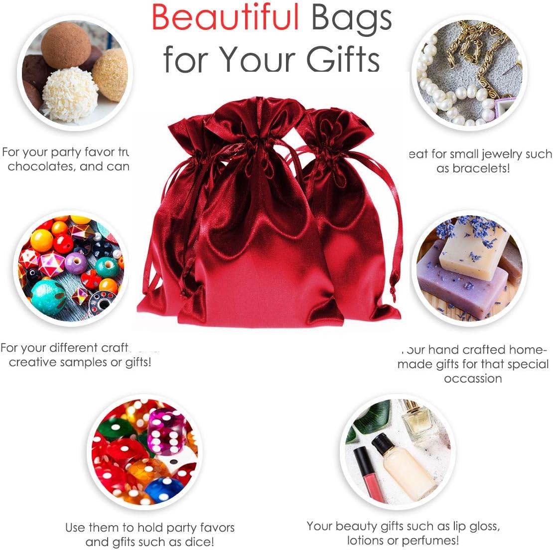 4" x 6" Satin Gift Bags - Wedding, Baby Shower, Christmas - 50 per Pack