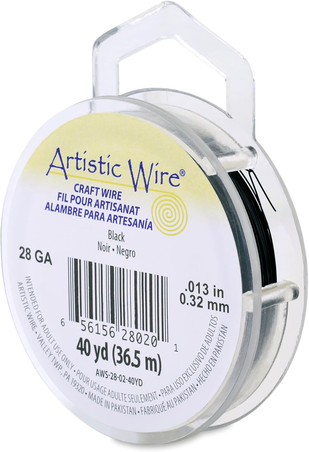Artistic Wire, 28 Gauge Tarnish Resistant Colored Copper Craft Wire, Black, 40 yd