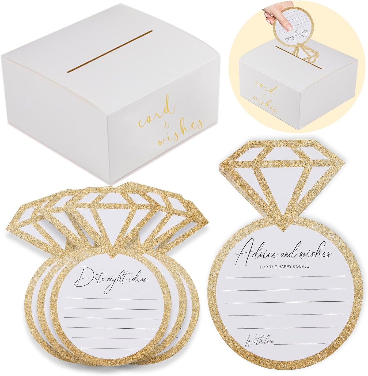 Bridal Shower Games Wedding Advice Cards Wedding Shower Games 50 Guests Advice and Wishes Ring Shaped Gold
