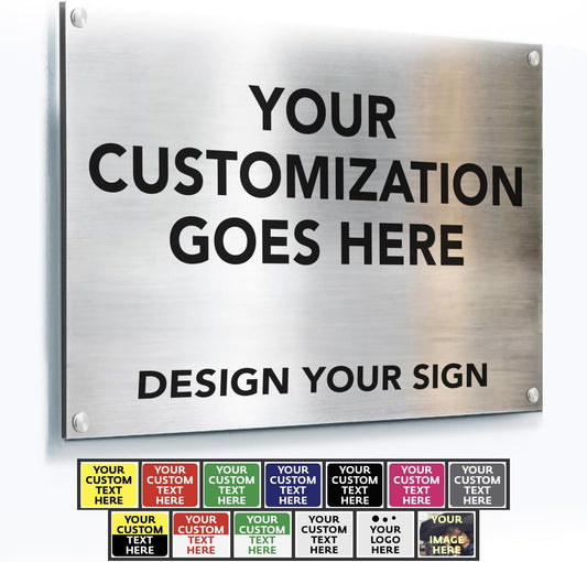 Custom Outdoor Metal Signs, Personalized Aluminum Signs, Customized Safety Signs, Metal Business Signs, Waterproof Outdoor Business Signs, White Aluminum (Silver Brushed, 24x18 In)