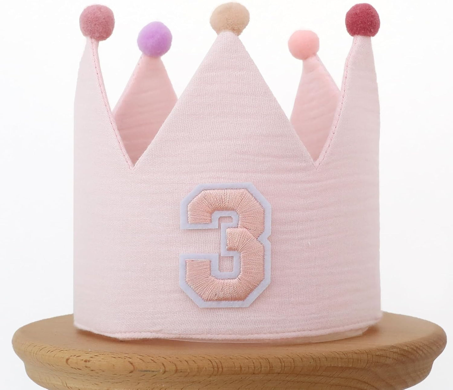 Muslin Crown Hat 1-3 Birthday For Baby Boy Girl Party Decoration Blue Pink Headband