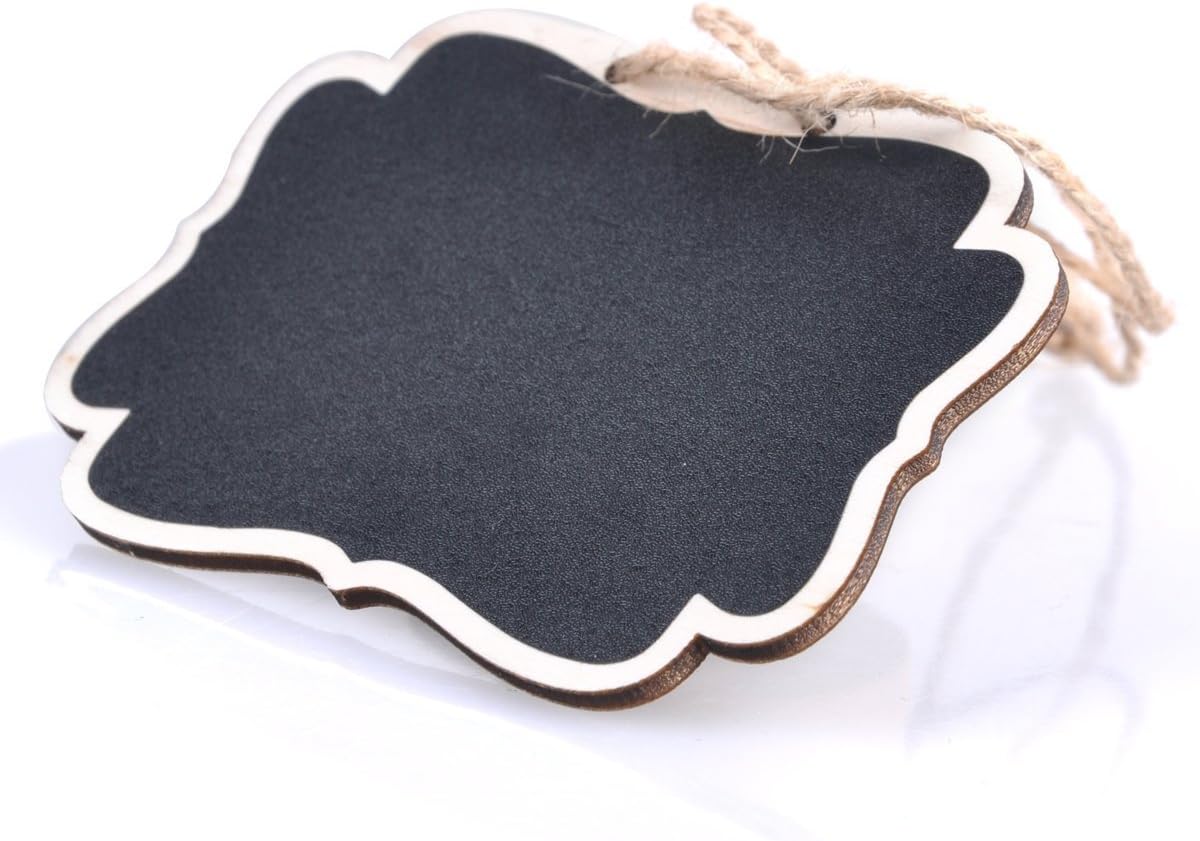 UCEC Mini Erasable Chalkboards, Double Sided Blackboard with Hanging String for Markers & Chalks, Message Board Signs, Food Labels, Wedding Parties, Pack of 12