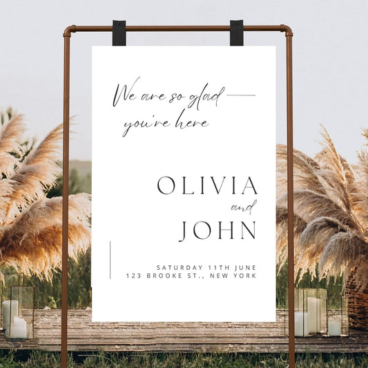 Welcome Wedding Sign Personalized, Personalized Wedding Welcome Sign Minimalist Script Modern Large