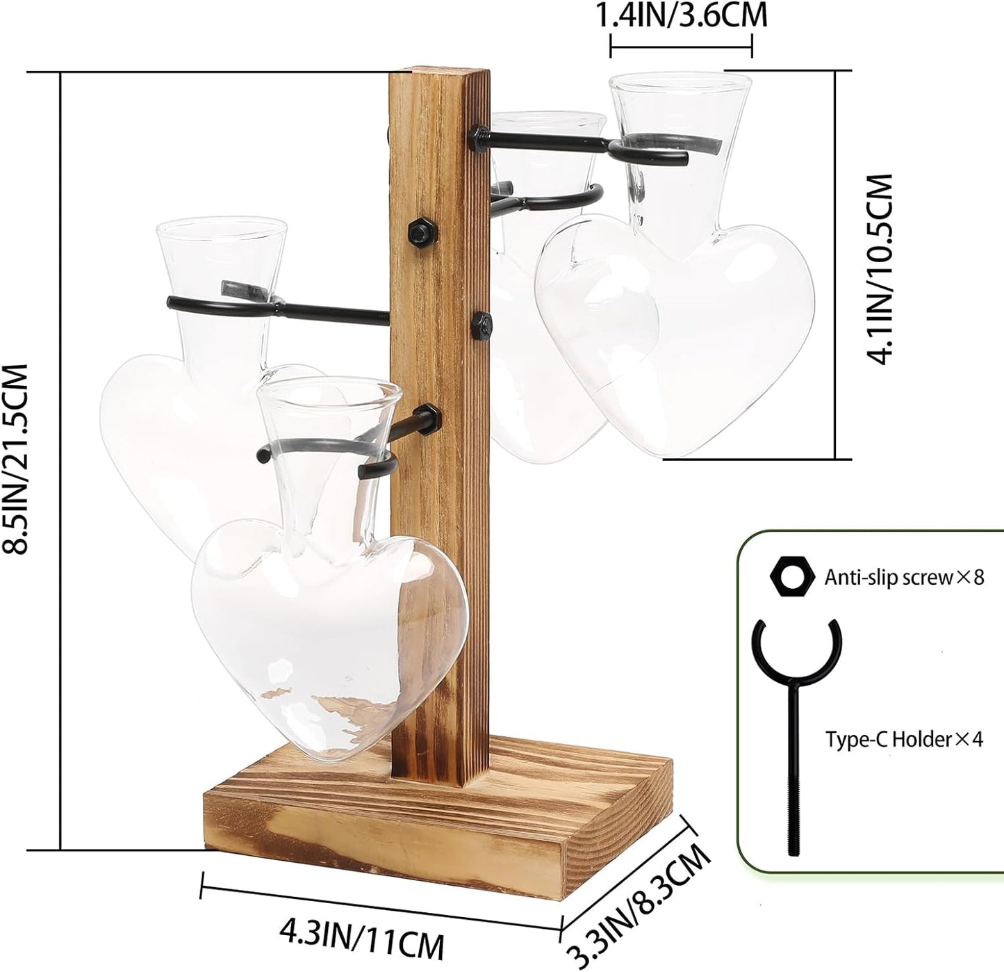 Plants Propagation Stations Plant Terrarium Kit Glass Planters for Indoor Plants House Plant Accessories Gift for Women - 4 Love Bulb Vase