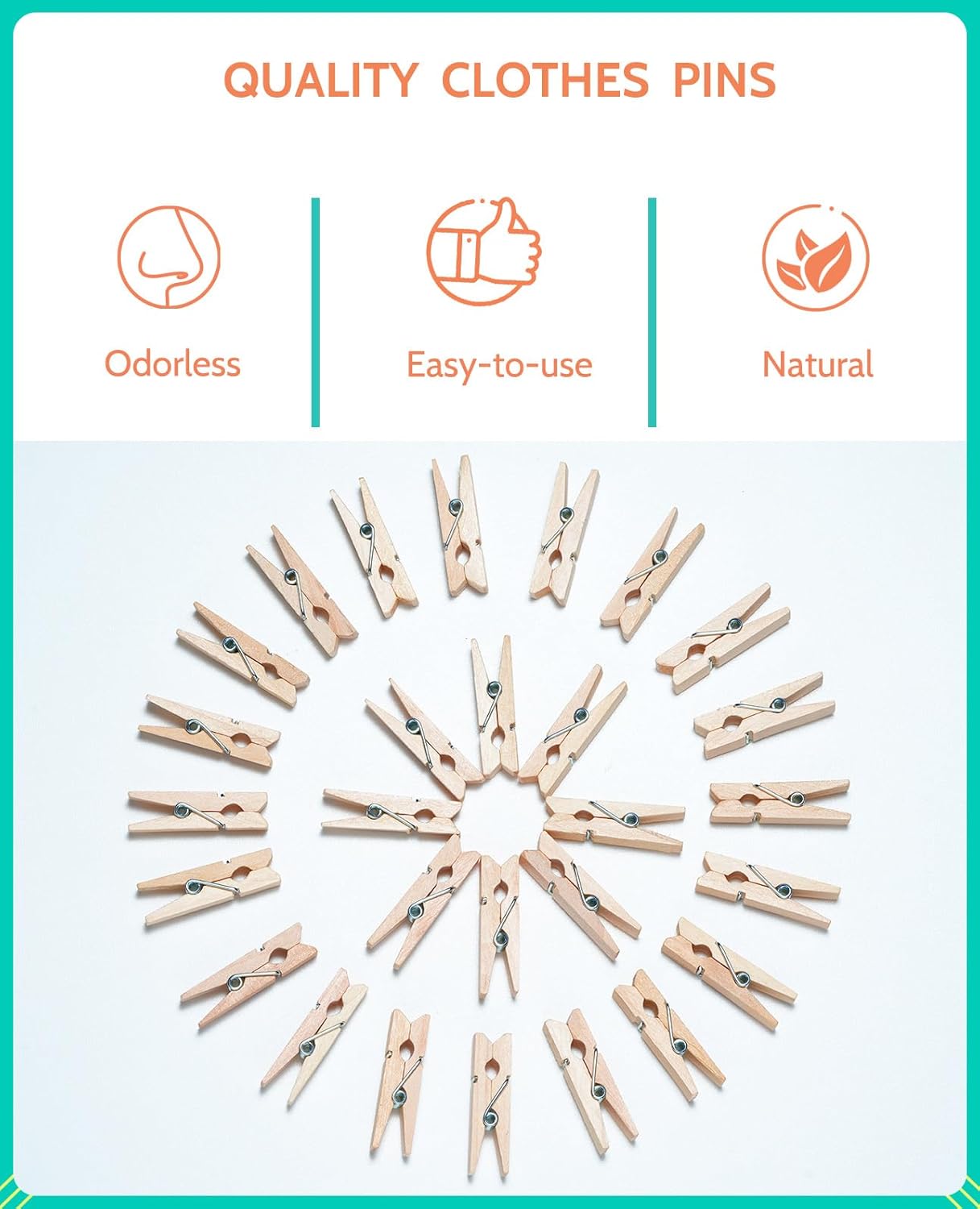 Mini Clothespins, Sopito 100 Pcs 1.4'' Strong Wooden Mini Clips for Photos with 10 Pcs Washi Tapes and 43 Ft Jute Twine, Colorful Small Clothes Pin for Picture, Crafts, Baby Shower