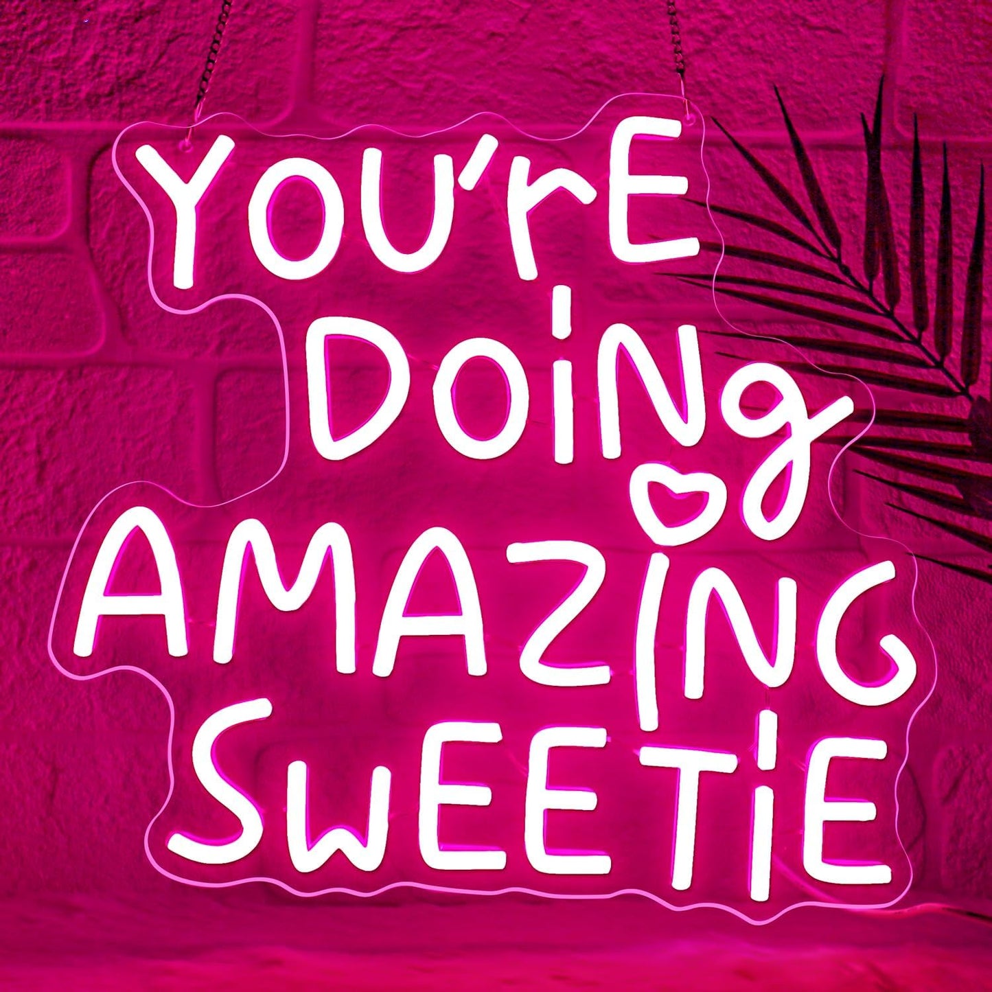 You're Doing Amazing Sweetie Neon Sign,Pink Led Neon Signs for Wall Decor,Dimmable Inspirational Letter Neon Lights USB Amazing Light Up Signs for Bedroom Classroom Party,Gift for Boys Girls