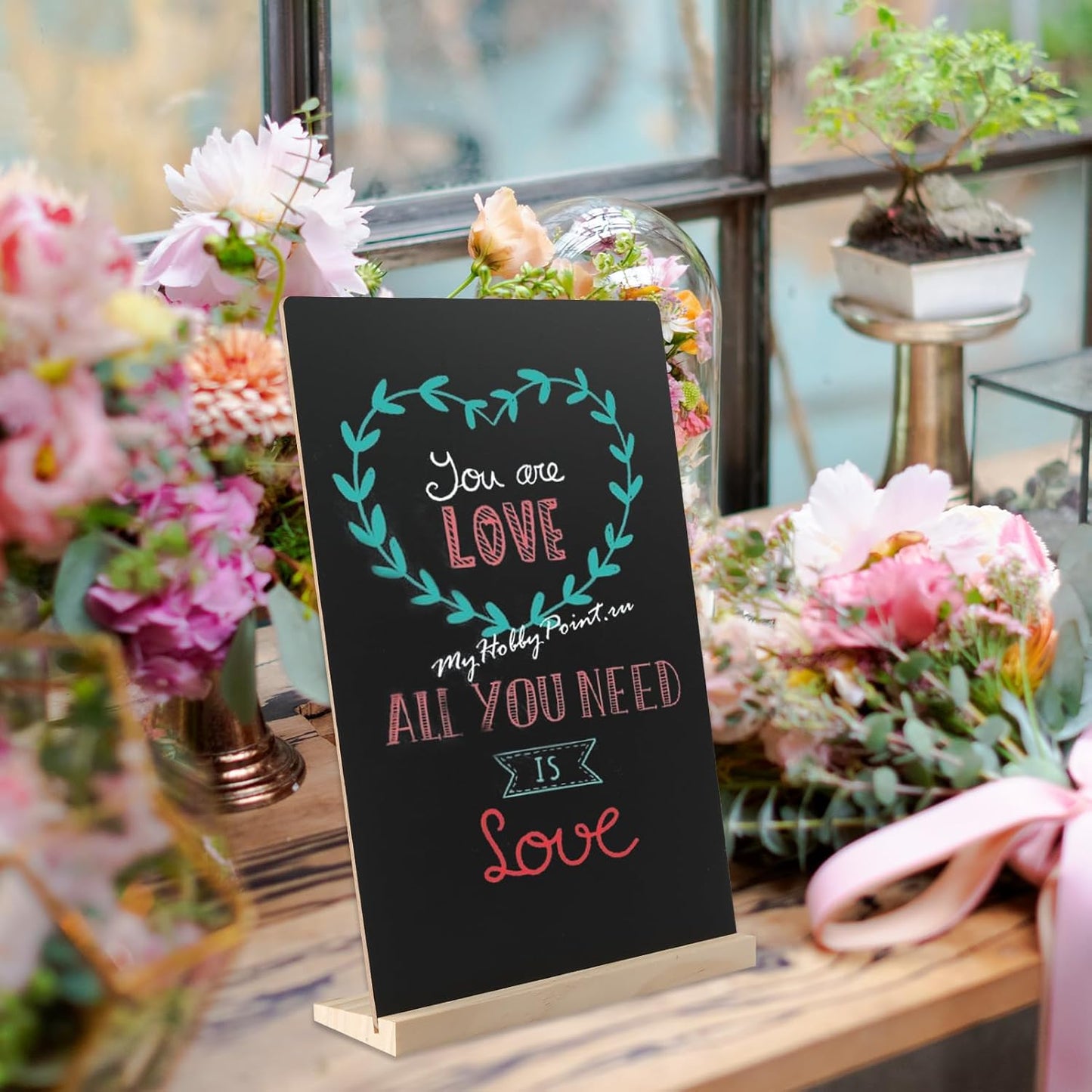 Double-Sided Small Chalkboard Signs (8 x 12 Inch) - Set of 3 with Stand & 7 Liquid Chalk Markers | Vintage Decorative Mini Tabletop Message Boards for Home & Events