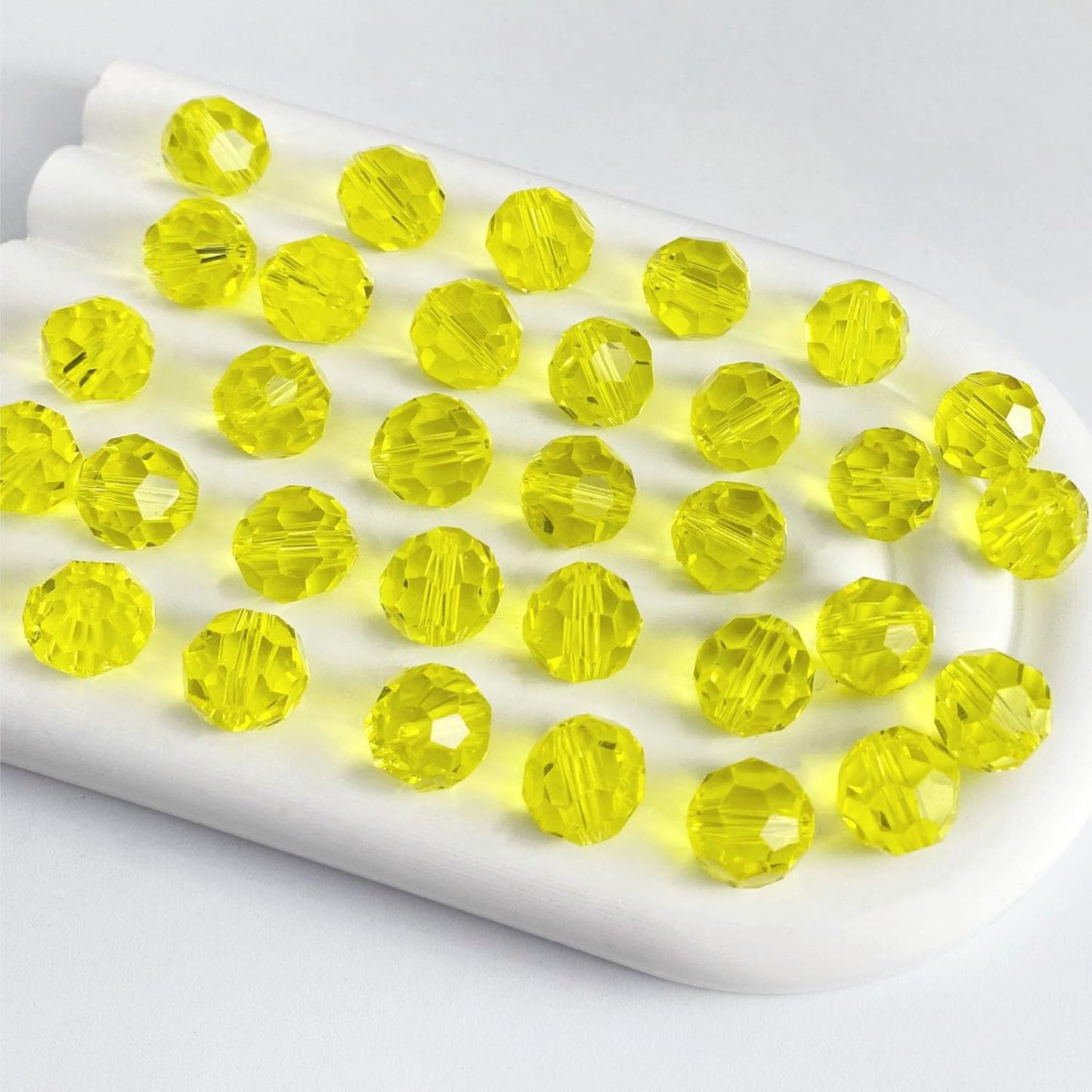 200 PCS 6mm Crystal Glass Beads Round Multiple Faceted Loose Spacer Glass Beads for DIY Handcrafte Bracelet Necklace Earring Jewelry Making(Lemon Yellow)