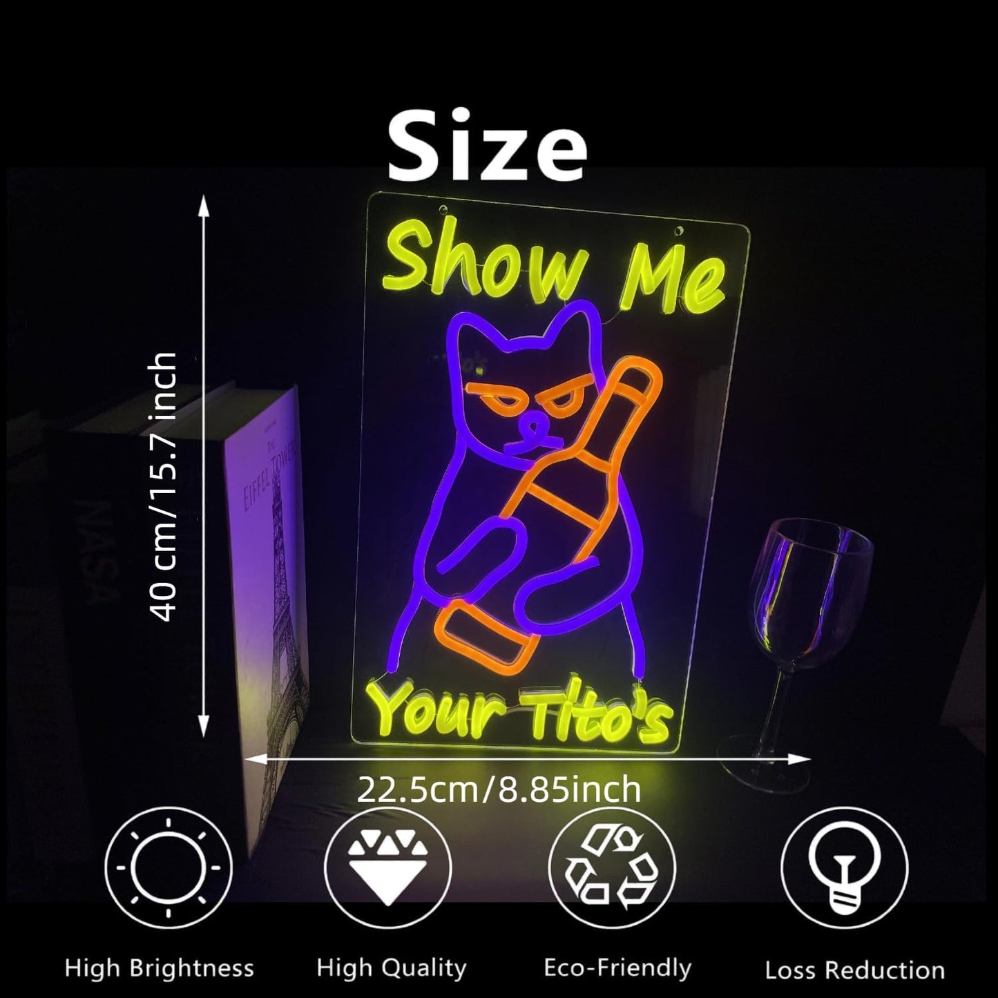 Neon Sign Cat Tito Light for Home Bar Pub,Dimmable LED Wall Light for Party Decoration, Cat Beer Neon Sign Funny Neon Signs for Bedroom Man Cave Home Bar Decor