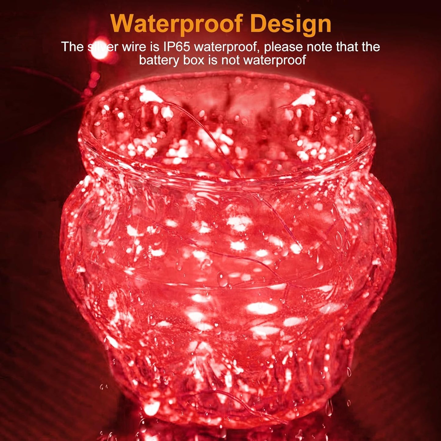 btfarm 6 Pack Fairy Lights Battery Operated [3 Modes], 7ft 20 Led Twinkle Lights String Lights Waterproof Bulk Small Mini Silver Wire for Christmas Mason Jars Wedding Table Centerpiece, Red