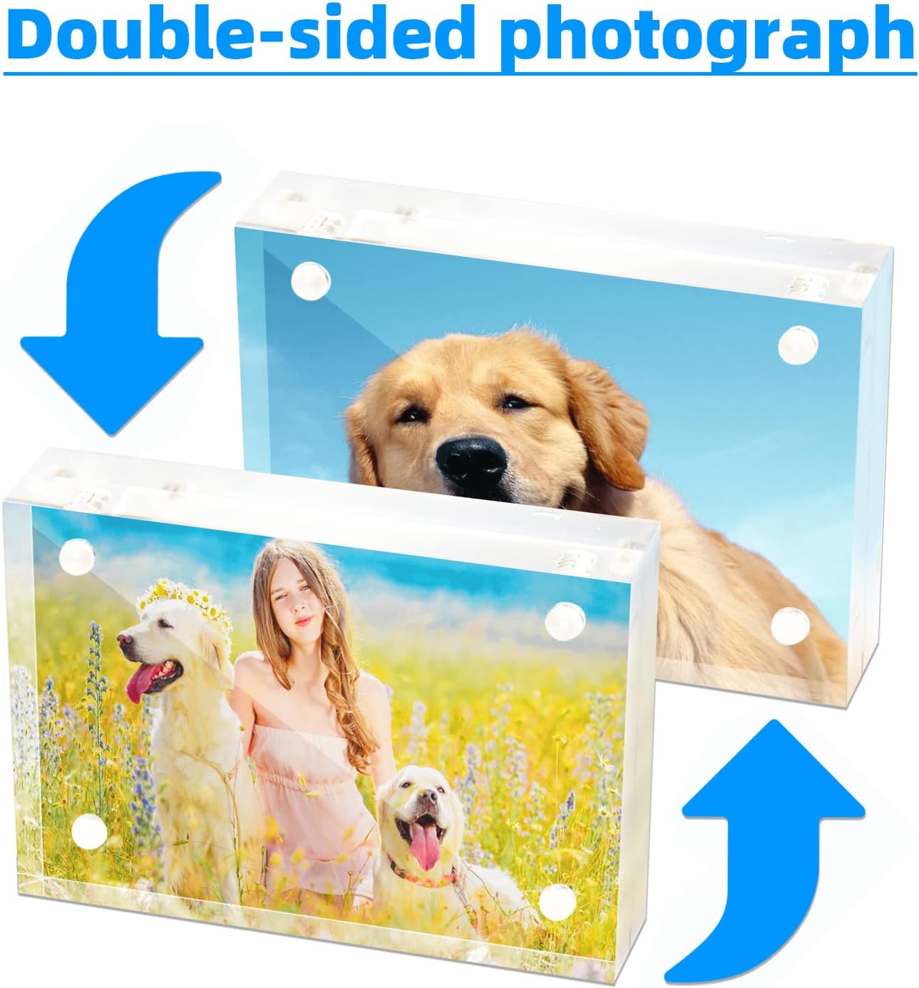 Small Acrylic Picture Frame 2.5x3.5 Clear Double Sided Magnetic Photo Frames Acrylic Business Card Frame for Office School Home Decoration 20mm Thick