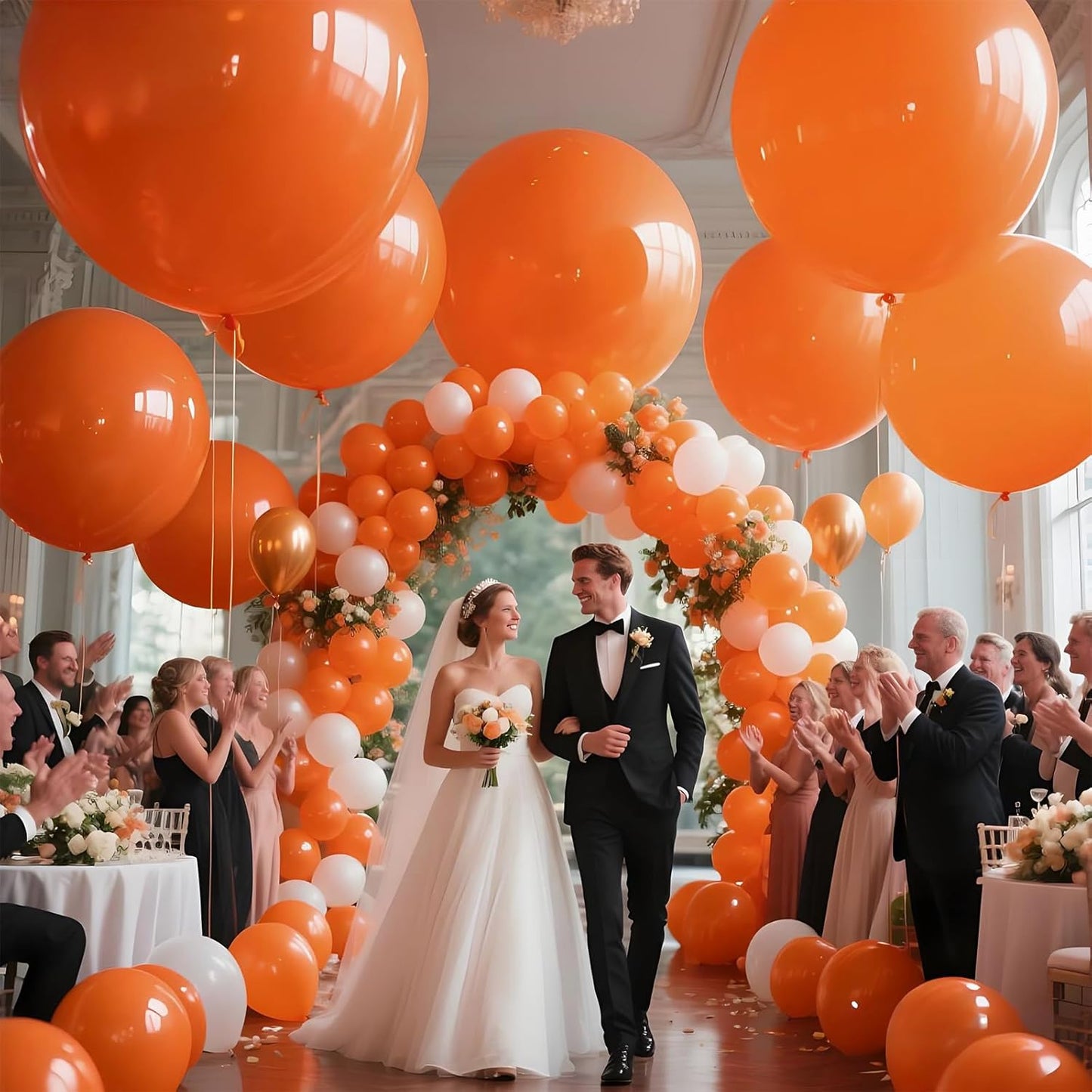 KAWKALSH Orange Balloons 9pcs, 36 Inch Large Orange Balloons for Balloon Garland Arch as Birthday Party Decorations, Wedding Decorations