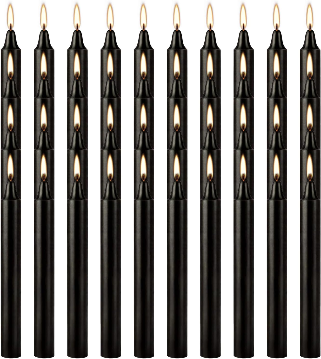 4 Inch, 40 Pack, Unscented, Dripless Taper Candles, Black, Smokeless Candles for Holidays, Wedding Ceremonies, Parties, Shabbat, 1.5 Hours