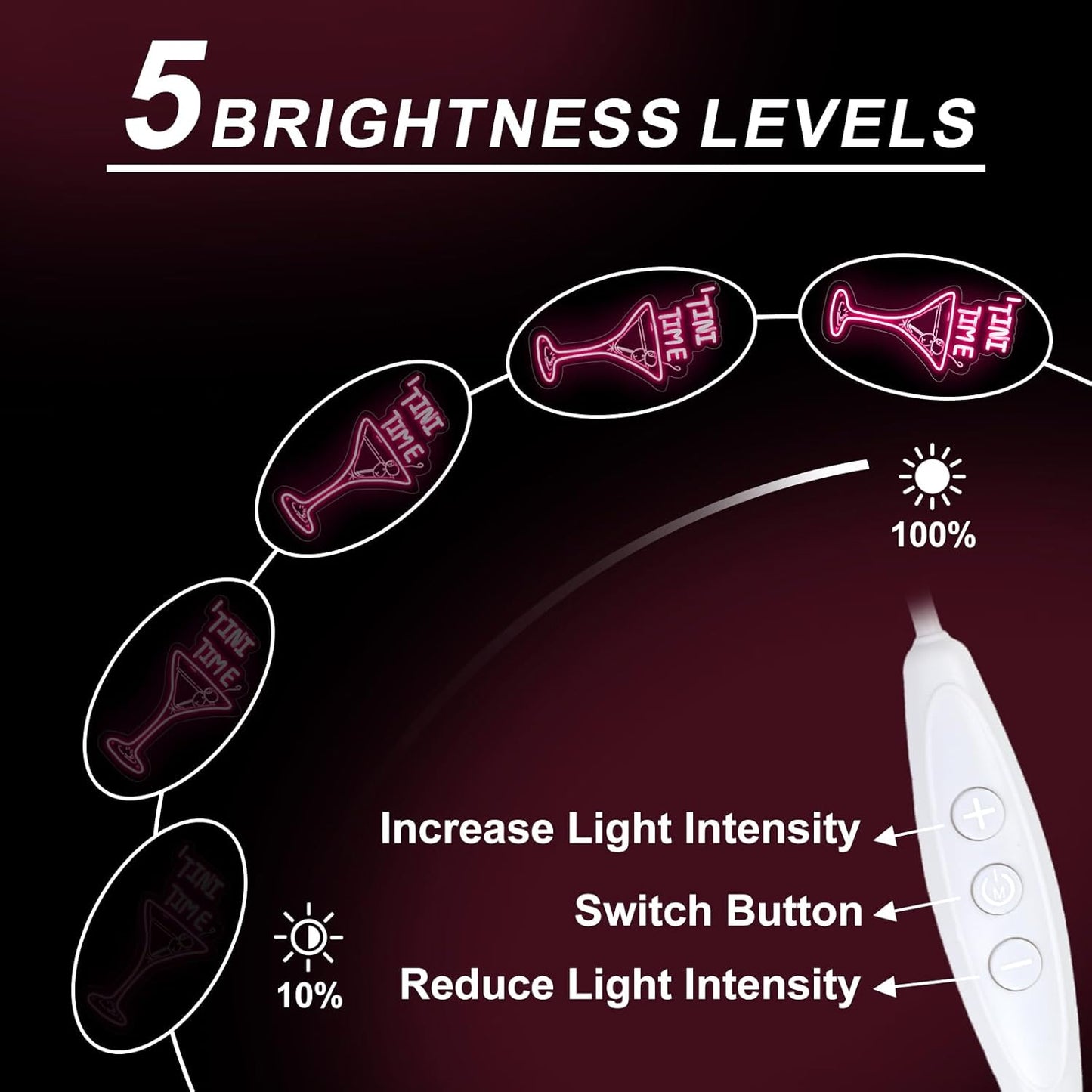 Tini Time LED Neon Sign, Martini Neon Sign for Bars, Elegant Cocktail Glass Neon, Martini Cocktail Bar Wall Decor, Bar Wall Art, Pub neon, 16.5"x8.7", Pink