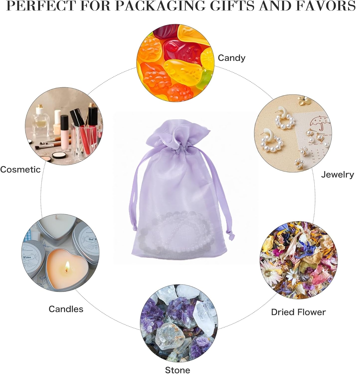 20 Pcs Lilac Purple Small Organza Bags 3X4 inch for Wedding Favors with Drawstring, Mini Mesh Gift Bags Jewelry Pouch for Candy Bridal Shower Party Favor Baby Shower Christmas