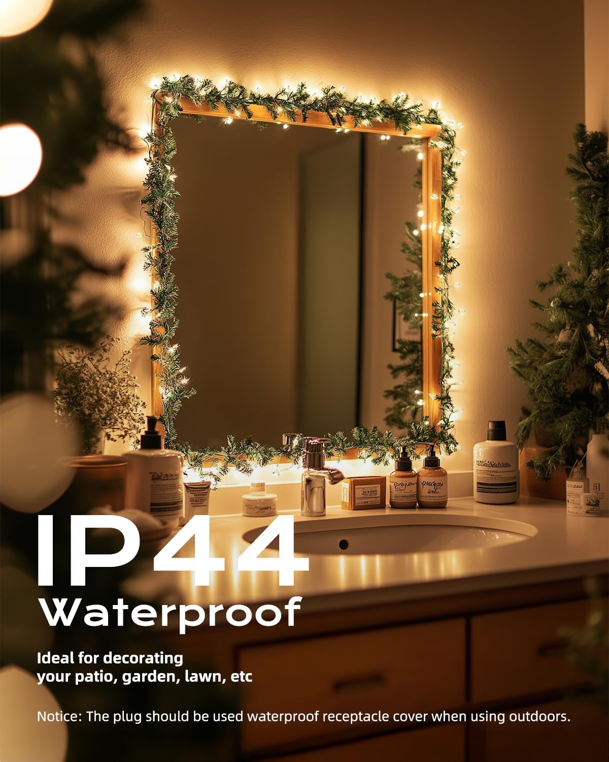 Brightown-Christmas-String-Lights, 100-Count 26.5ft Clear Incandescent Bulb Mini Lights for Indoor Holiday Decor, Christmas Tree Garland Wedding Party Multi-Use Decoration, White Wire