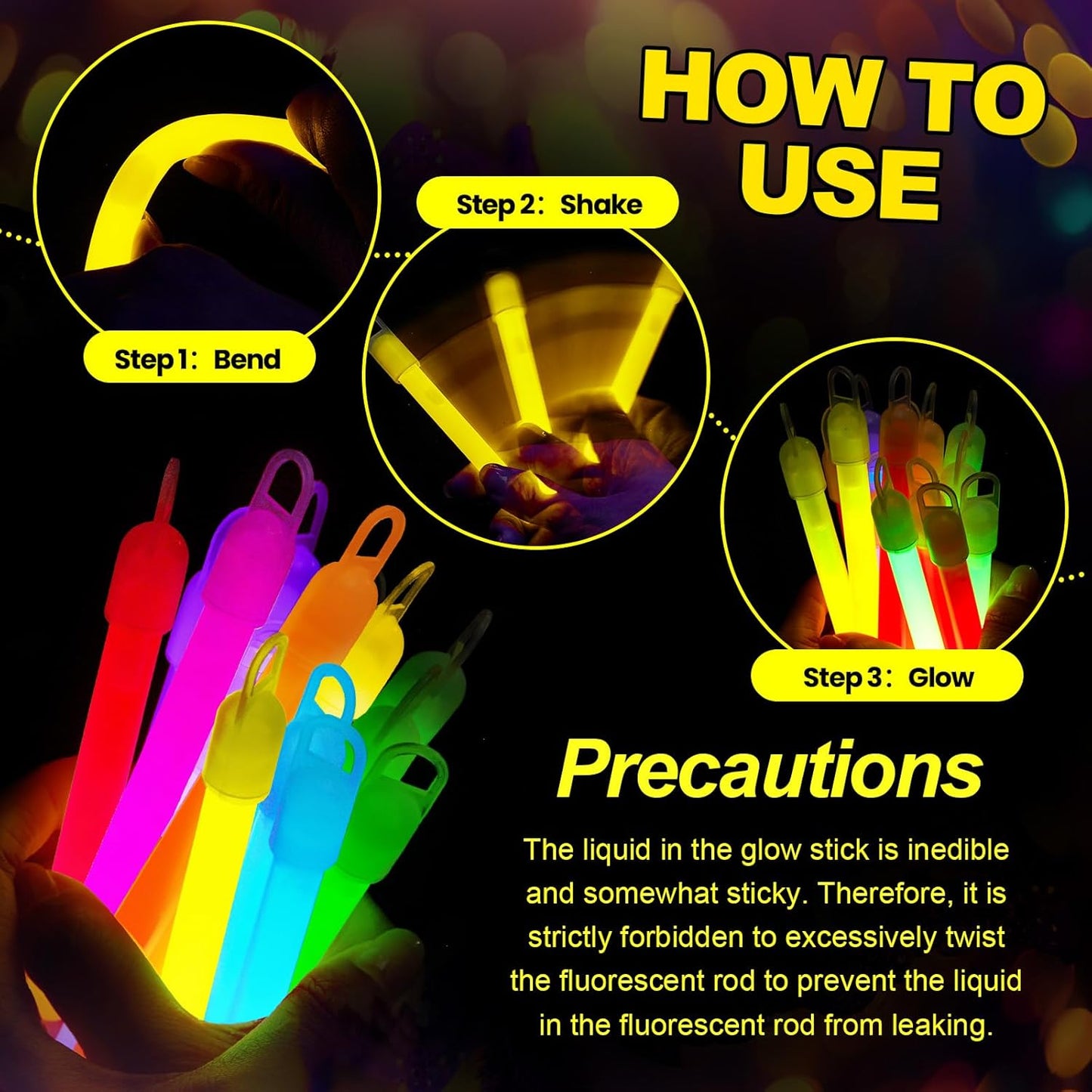 Lewtemi 50 Set 4'' Glow Sticks Bulk, Hallowee Glow in The Dark Party Supplies, Emergency Light Sticks with Lanyard, for Birthday, Light up, Neon, Halloween Theme Party Favors