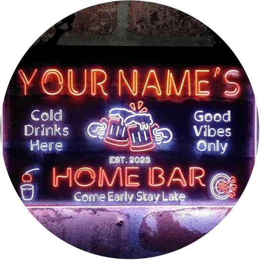 ADVPRO Personalized Your Name Custom Home Bar Beer Established Year Dual Color LED Neon Sign White & Orange 24 x 16 Inches st6s64-p1-tm-wo