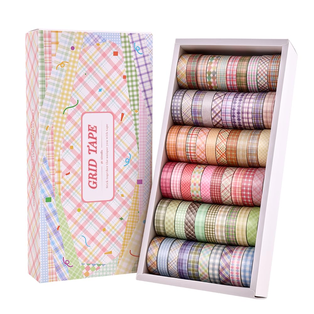 60 Rolls Cross line Theme Washi Tape Set, Writable Decorative Tapes for Scrapbooking, Bible Journaling, Bullet Journaling, 0.39"x79" per Roll