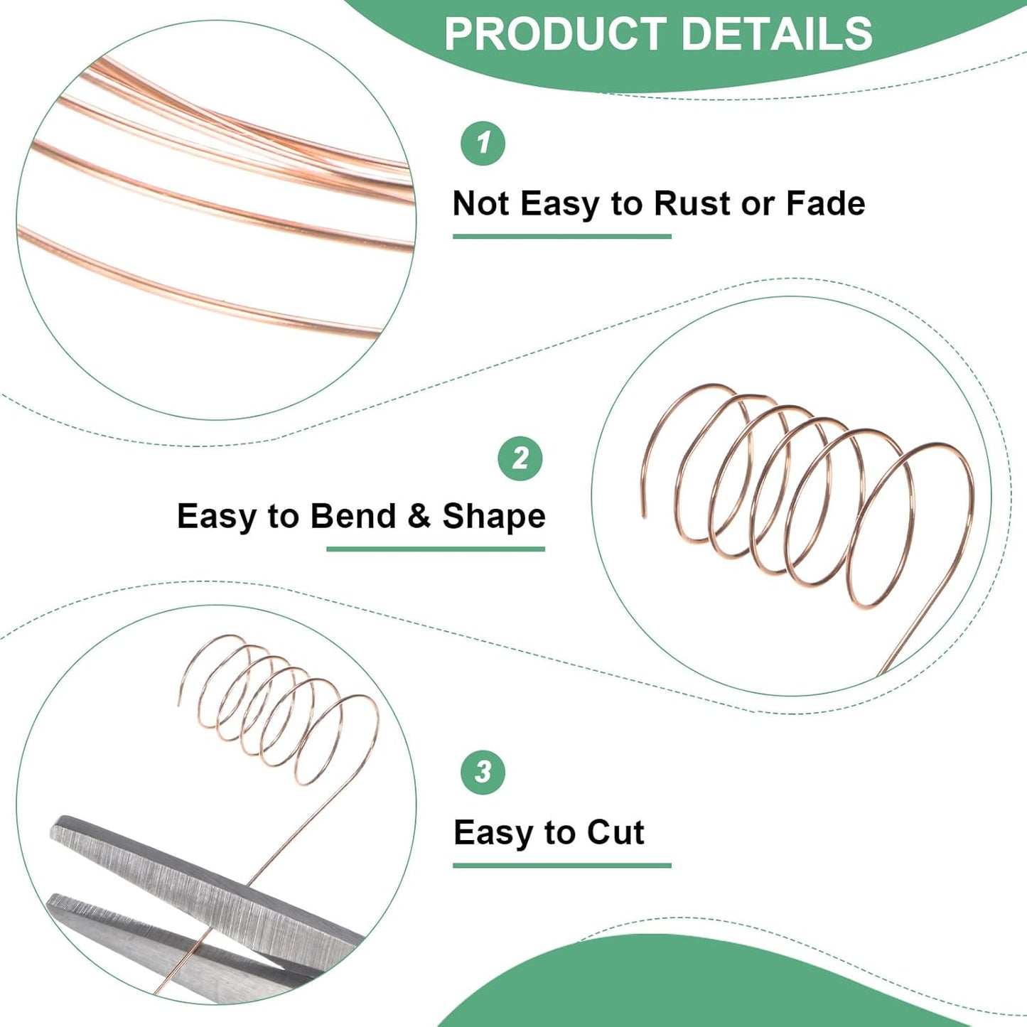 2-Rolls 0.4mm Jewelry Wire, 26 Gauge 328FT Craft Wire Copper Beading Wire for Jewelry Making/Planting/Weaving/DIY Crafting, Soft Metal Wires [100M, Copper Tone]