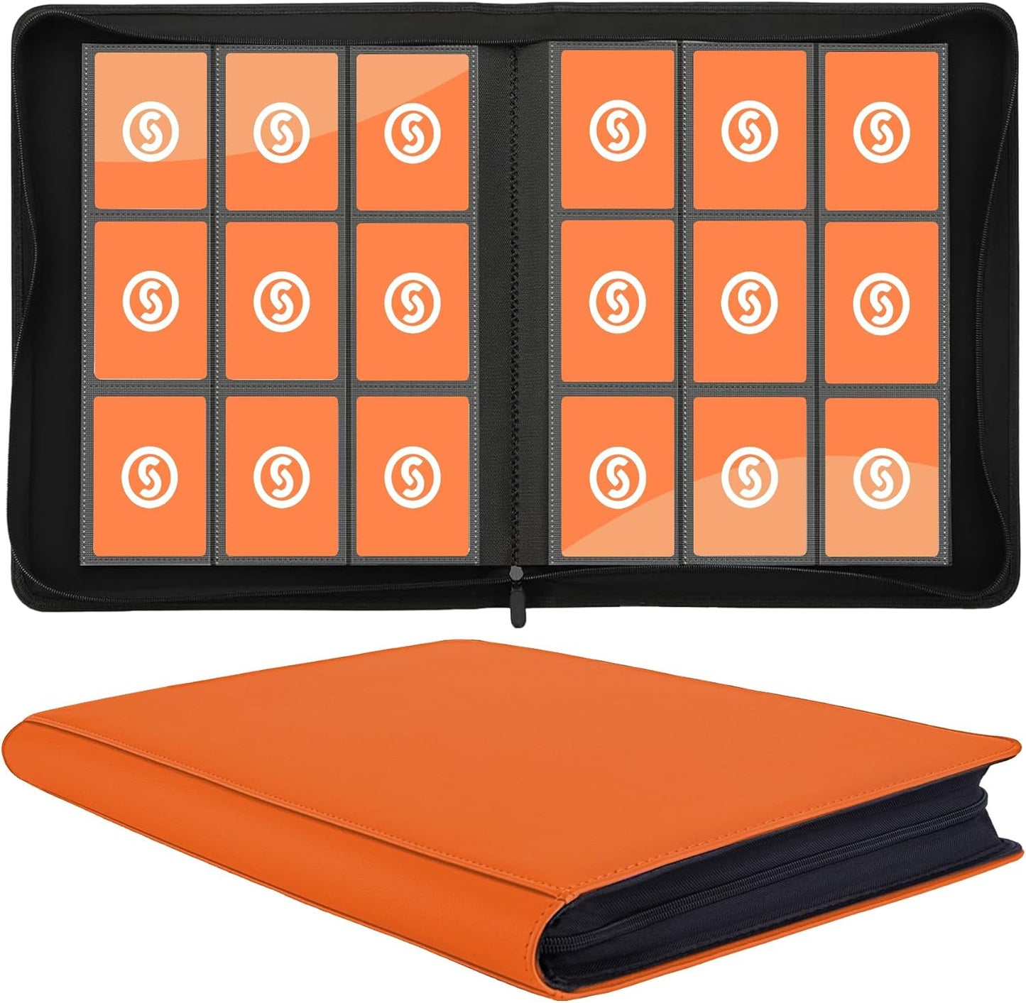 Card Binder 9 Pocket for 360 Cards - Premium Trading Card Binder with Sleeves Protection, Side Loading Collection for TCG, MTG, YGO, One Piece Collectible Cards (Orange)