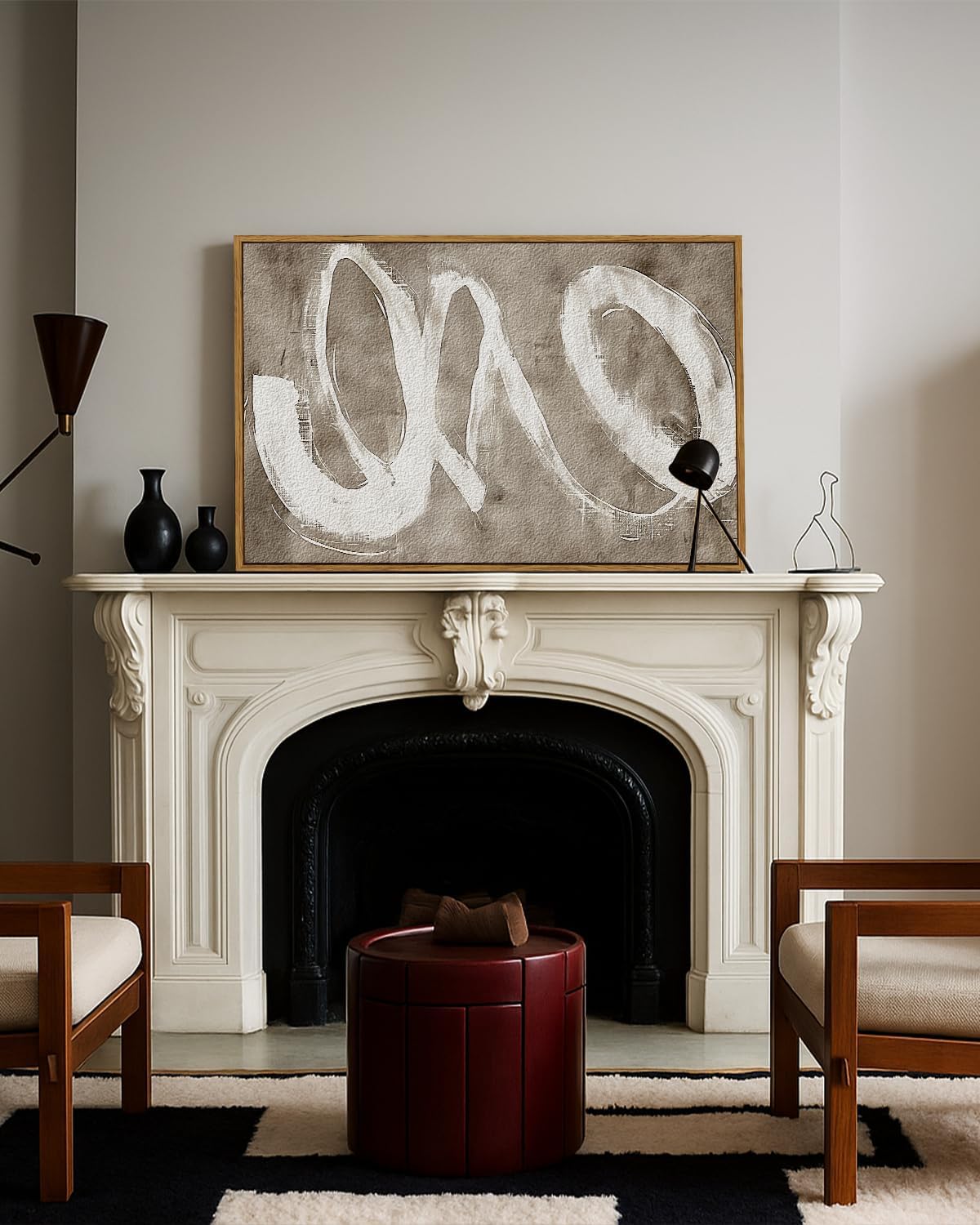 ARPEOTCY Large Framed Canvas Wall Art, 24x36 Inch, Modern Minimalist Abstract Art Prints, Contemporary Neutral Decor for Living Dining Room Hallway Bedroom Fireplace, Sandstone Textured Decor