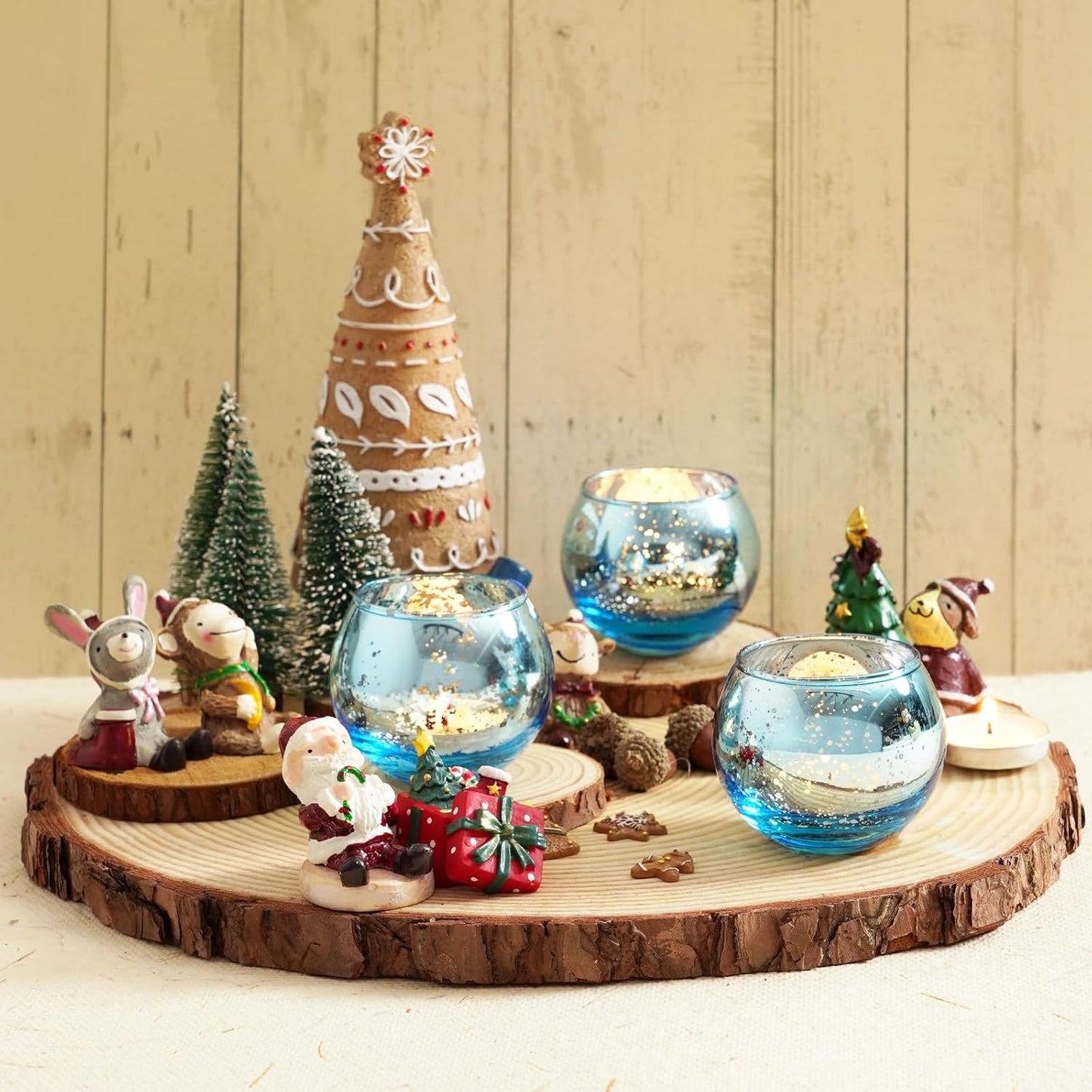 Homemory 36 Pcs Blue Votive Candle Holders, Round Mercury Glass Candle Holder, Tealight Candle Holders for Table Centerpieces, Baby Showe, Anniversary, Wedding, Home Decor, Halloween, Christmas