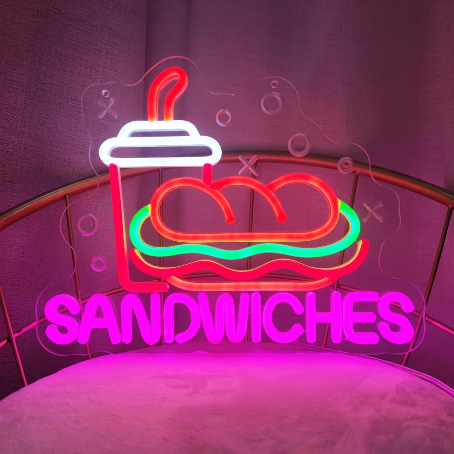 Sandwiches Neon Sign Sandwich Neon Signs for Wall Decor, Food Drinks LED Lights for Restaurant Food Shop Kitchen Party Dinner Decor, 13.3" x 10.3"