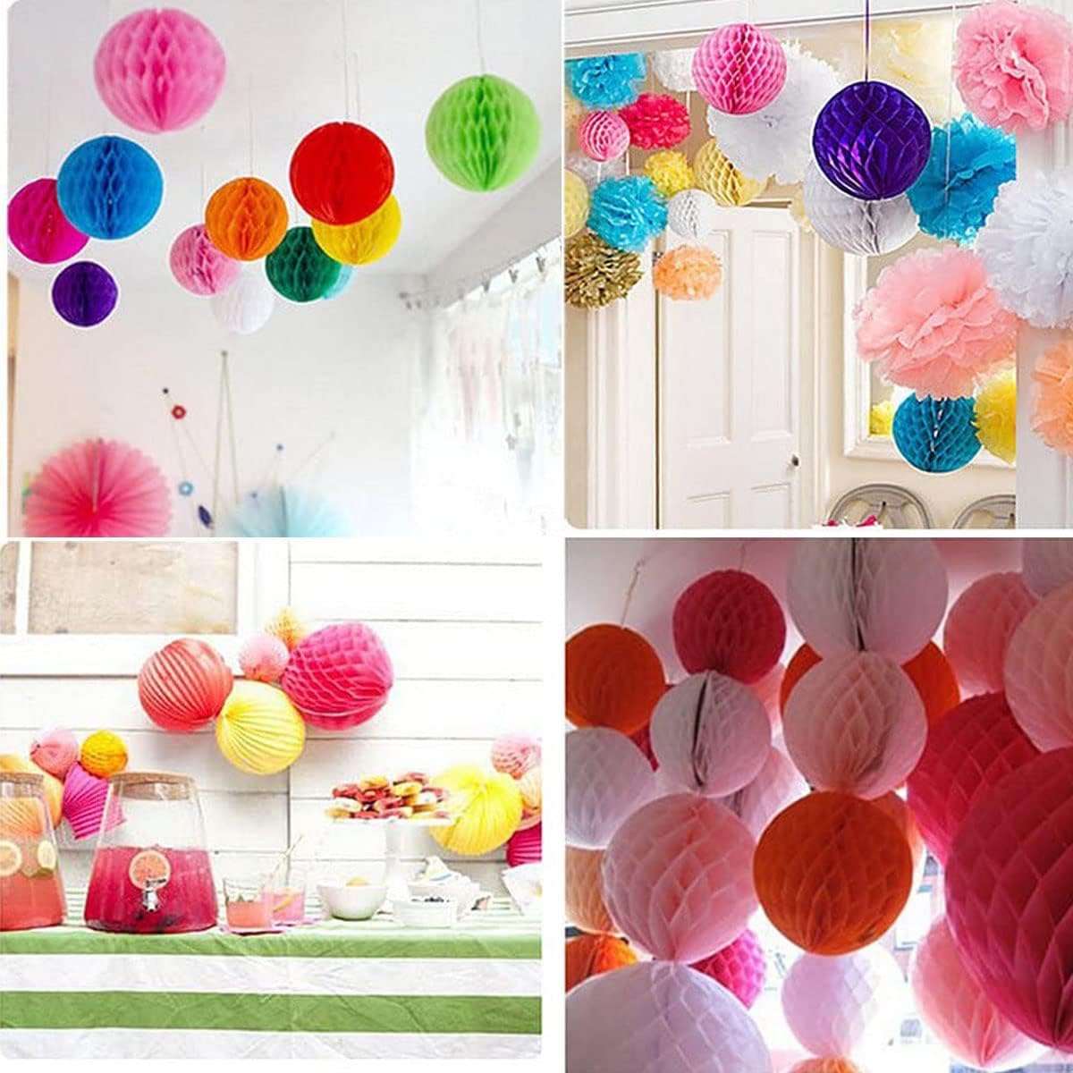 15pcs Honeycomb Balls Decorations 4'' 6'' 8'' Party Honeycomb Ball Flowers Tissue Pom poms Flower Ball Hanging Flower Balls for Baby Shower Birthday Wedding Nursery Decor(4'' 6'' 8'' Yellow)