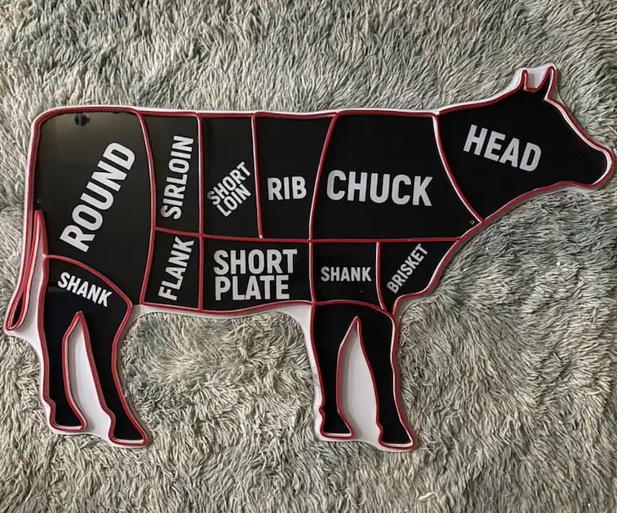 Cow Neon Sign, Butcher Shop Led Sign, Wall Decor, Cow Led Light, restaurant neon Sign Width Size:25inches