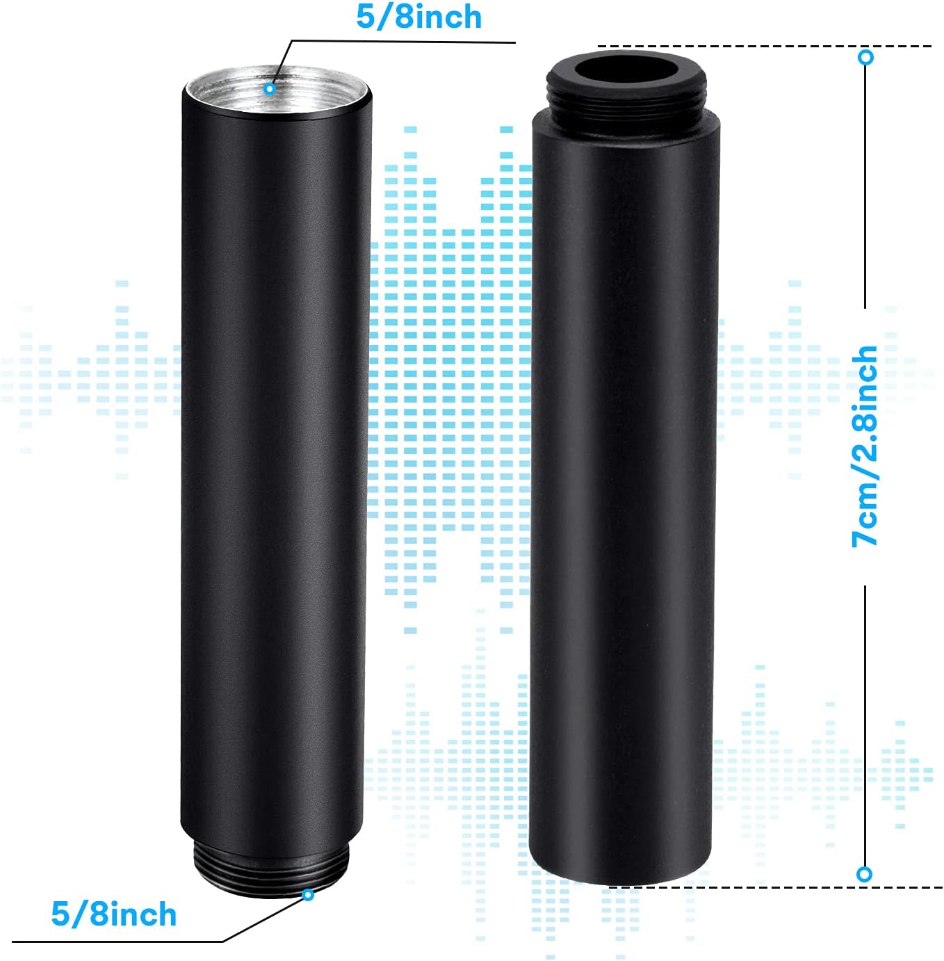 YOUSHARES Mic Stand Extension, 5/8" Female to 5/8" Male Microphone Extension Tube for Desk Stands(3.15 in)