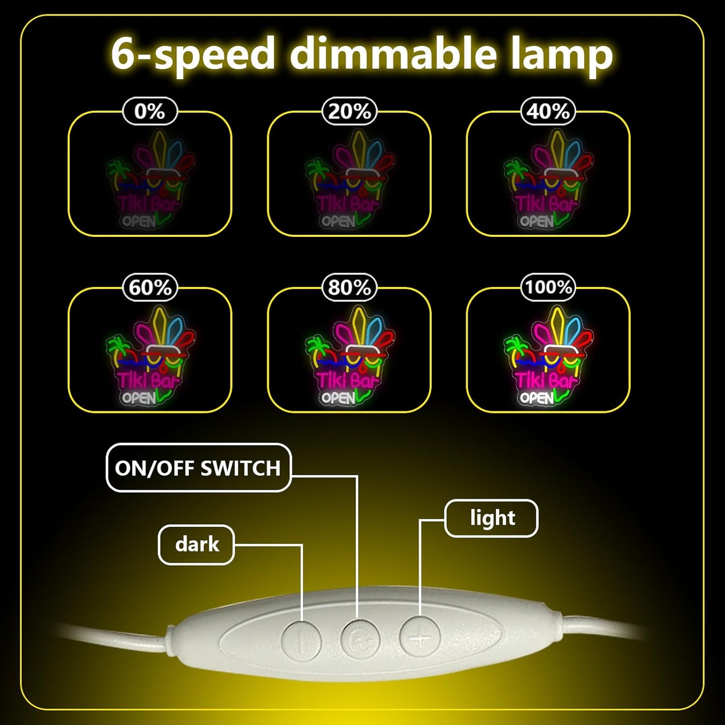 Tiki Bar Neon Sign, Tiki Bar Open Led Neon Light Signs for Wall Decor Hawaii Tropical Luau Aloha Party Outdoor Decorations for Pub Bistro Night Club Home Man Cave Dimmable USB Powered(13.8" × 12.2")