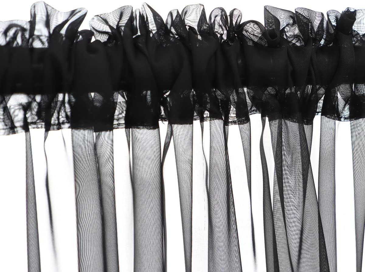 Window Black Sheer Curtains 84 Inches Long 2 Panels Sheer Curtain Basic Rod Pocket Panel for Bedroom Children Living Room Yard Kitchen (Black, 52" W x 84" L | 2 pcs)