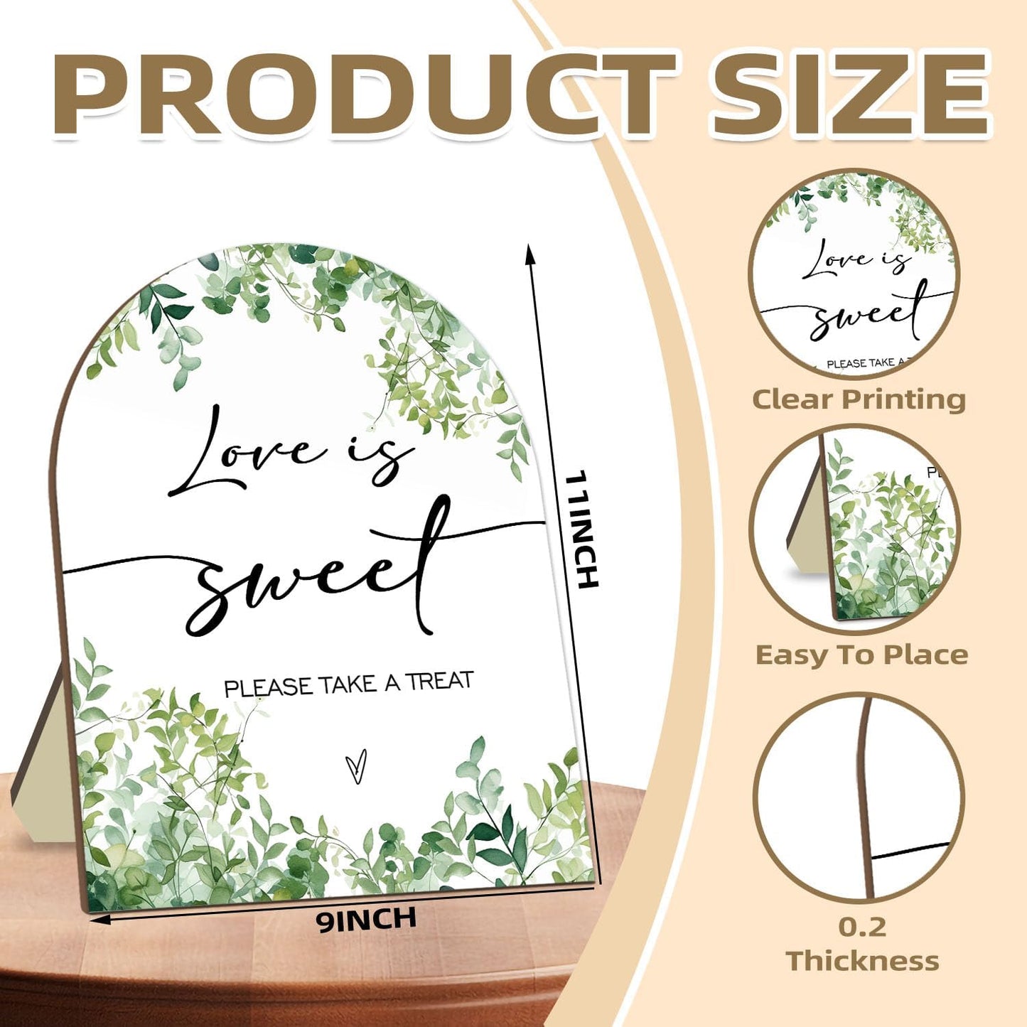 Love is Sweet Please Take A Treat Sign, Love is Sweet Sign for Baby Shower, Bridal Shower Decor Supplies, Eucalyptus Leaf Decoration Wedding Sign Favors for Guests 9 * 11IN