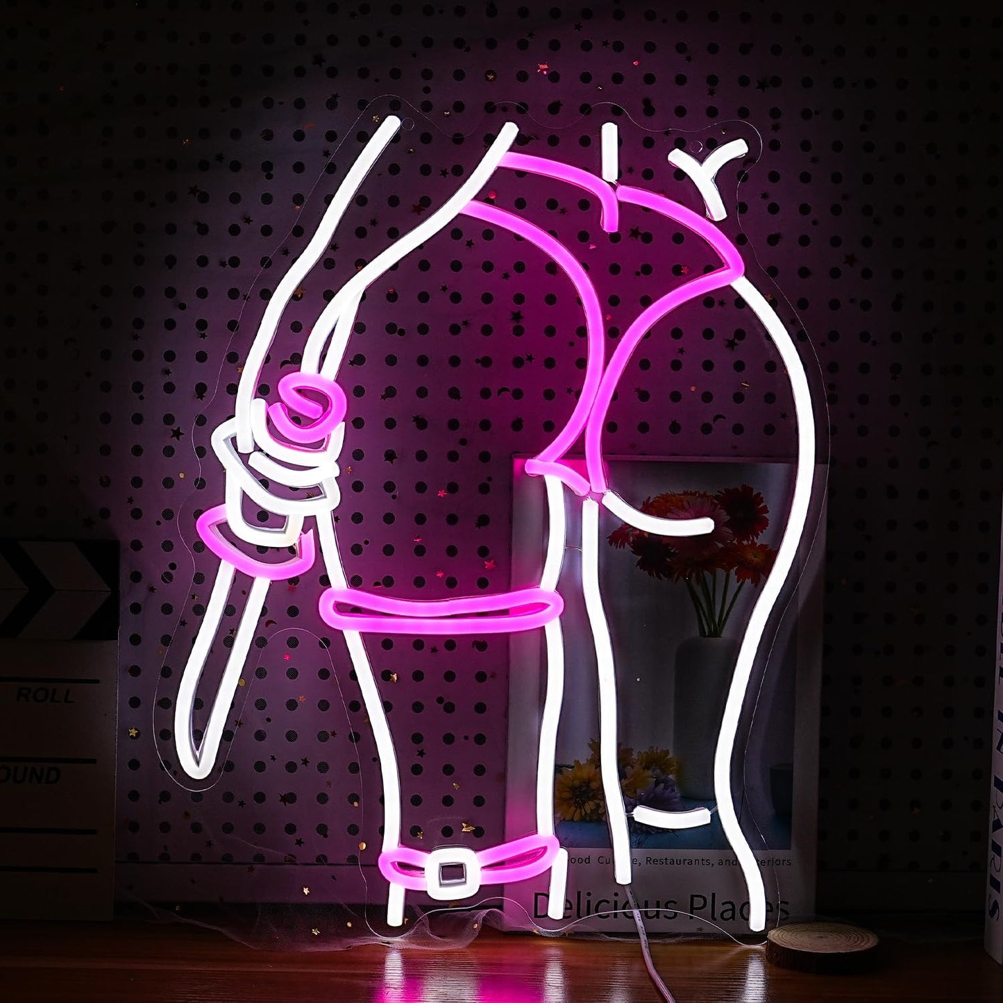 Lady Neon Sign Dimmable USB Powered Girl Back Neon Light for Wall Decor LED Woman Knife Light Up Sign for Girls Room Bedroom Party Man Cave(16.7 * 12.8 in)