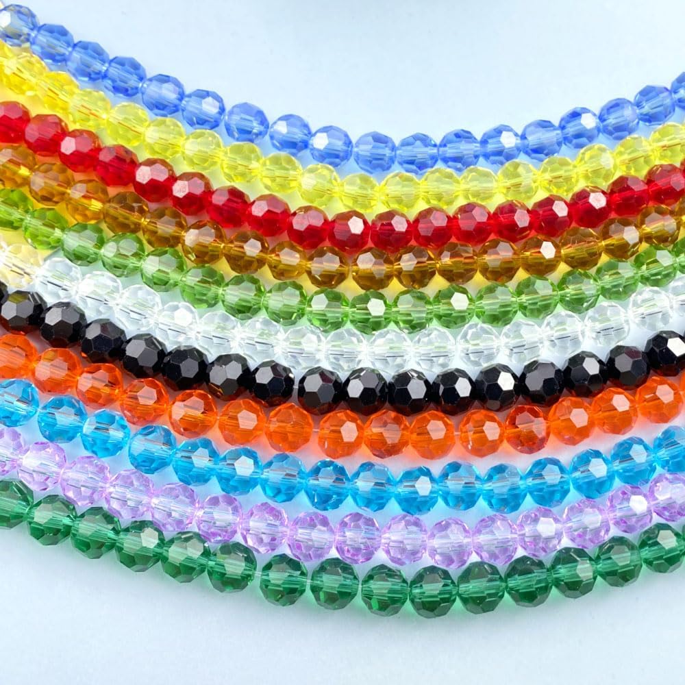 50 PCS 10mm Crystal Glass Beads Round Multiple Faceted Loose Spacer Glass Beads for DIY Handcrafte Bracelet Necklace Earring Jewelry Making(Red)