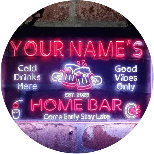 ADVPRO Personalized Your Name Custom Home Bar Beer Established Year Dual Color LED Neon Sign White & Red 12 x 8.5 Inches st6s32-p1-tm-wr