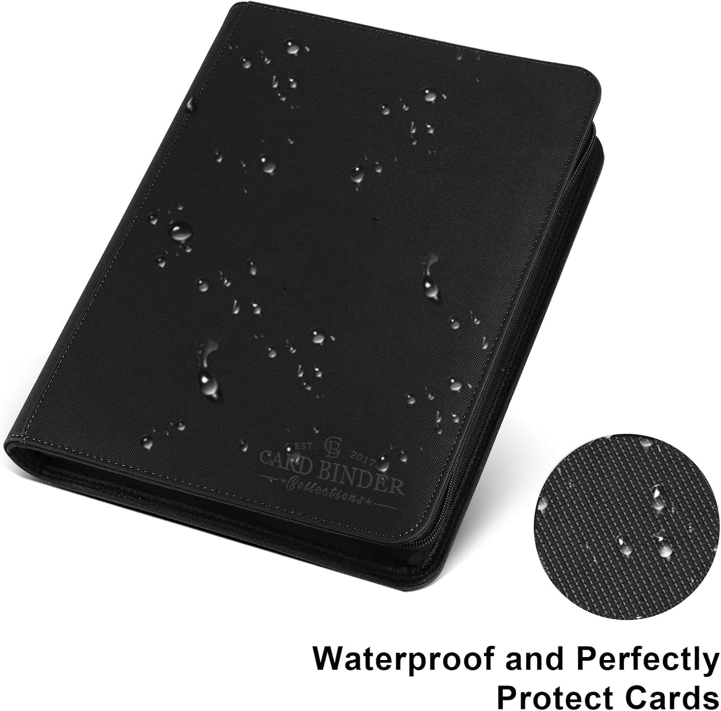 Trading Card Binder 16 Pocket, Foalgo PU Cover Card Binder for 1000+ Cards, Premium Trading Card Holder Folders, Double Sided Pocket Card Album for MTG, TCG (Black)