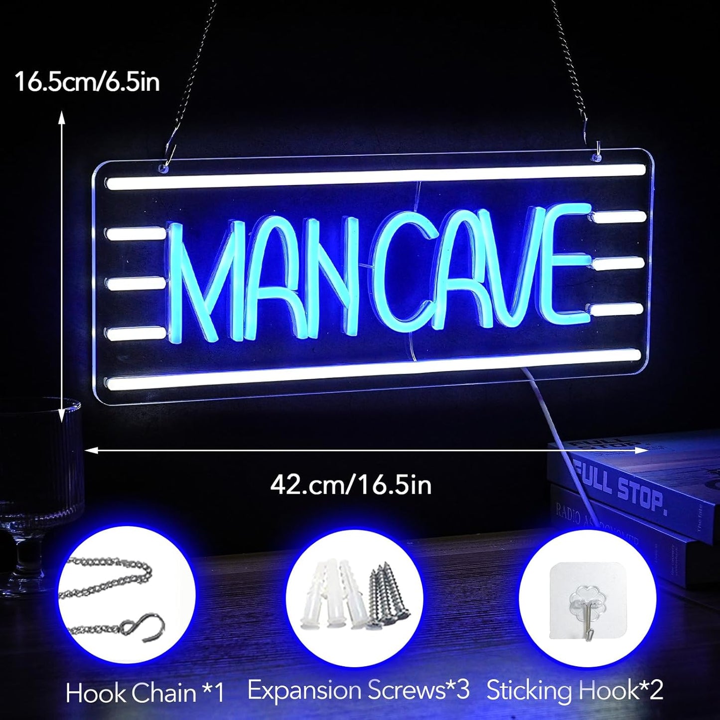 Man Cave Neon Sign, Neon Sign For Wall Decor, Art Led Light for Resturant Signage Shop Home Wall Decor Welcome Sign Bedroom Bar Hotel Shop Party(16.5 x 6.5 in)
