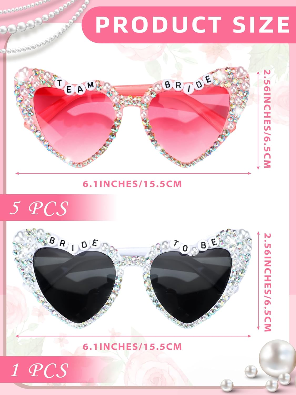 6 Pcs Bride Sunglasses Bachelorette Sunglasses Party Favors for Bridesmaids for Wedding Party Bride to Be Gifts