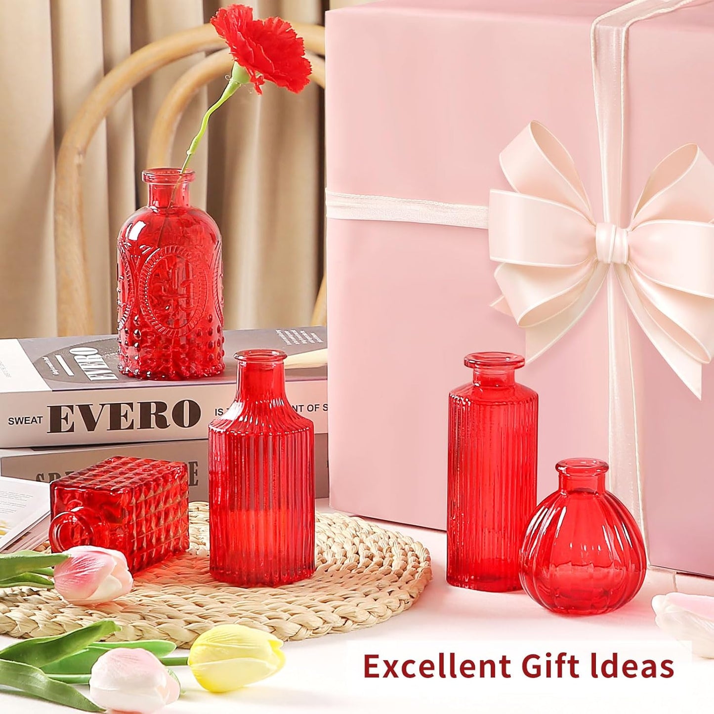 Glass Bud Vases Set of 30 pcs for Wedding,Home Decor,and Events,Mini Vases for Centerpieces and Gifts,Ideals for Candle Holders,Diffuse Bottles,Plant hydroponics Stations(Wine Red)