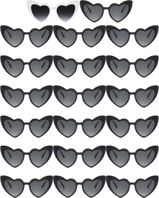 Flutesan 20 Pairs Retro Heart Sunglasses Vintage Cat Eye Heart Glasses Women Bachelorette Bride Sunglasses Bulk