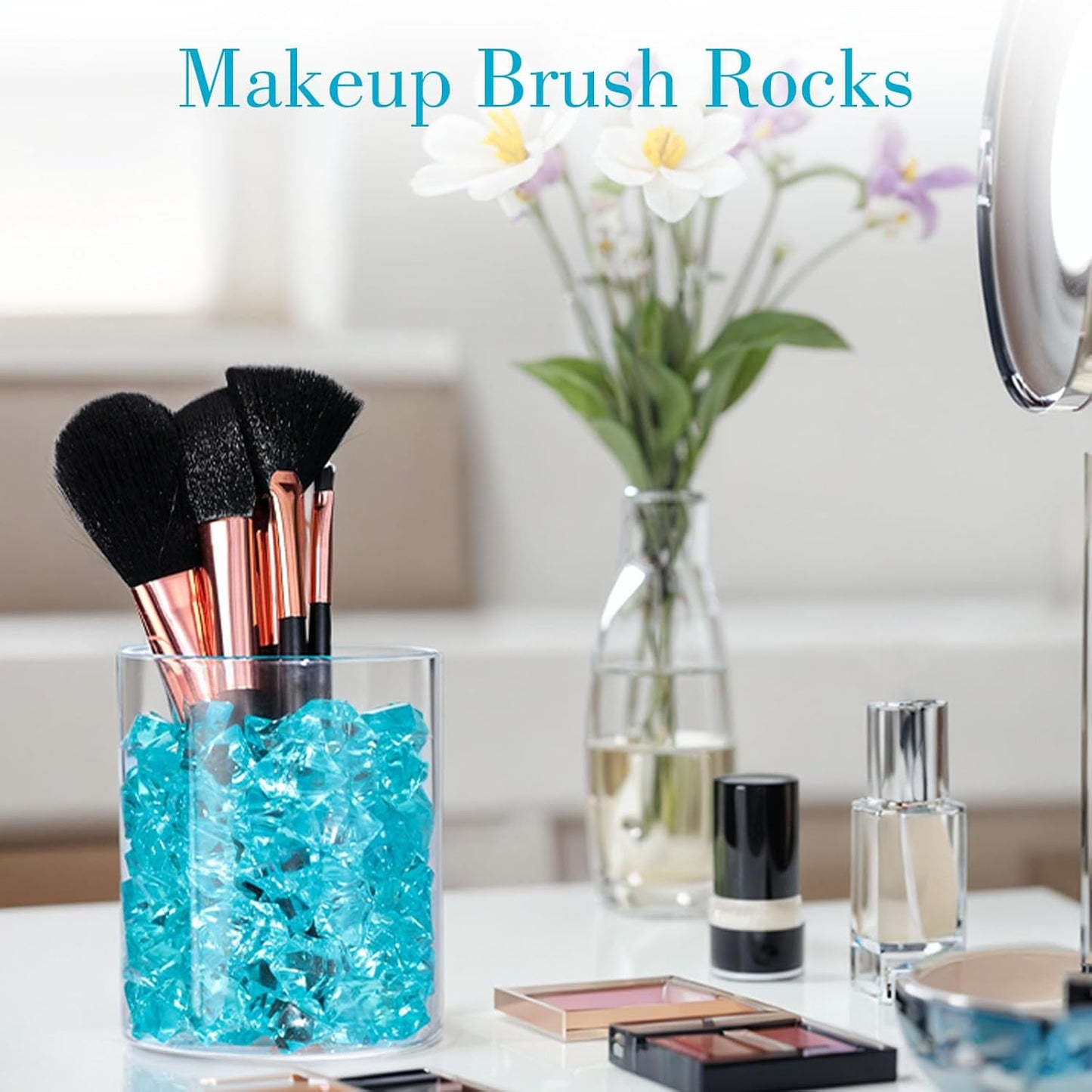 DomeStar Light Blue Fake Ice Rocks, 150PCS Acrylic Gems Crystals Plastic Diamonds Vase Centerpiece for Vase Fillers DIY Craft Wedding Party Table Scatter Aquarium Tank Decoration