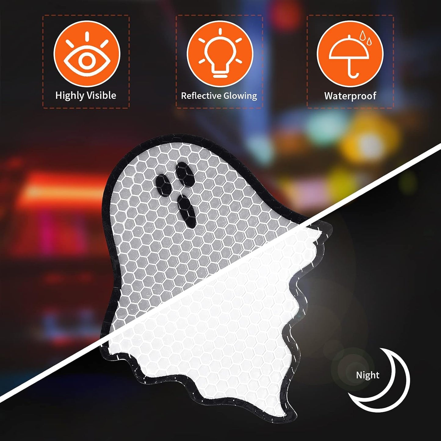 Chinco 36 Pcs Halloween Ghost Car Magnets Reflective Ghost Boo Refrigerator Automotive Magnet Stickers Cute Holiday Fridge Garage Door Decorations Holiday Waterproof Magnetic Decals