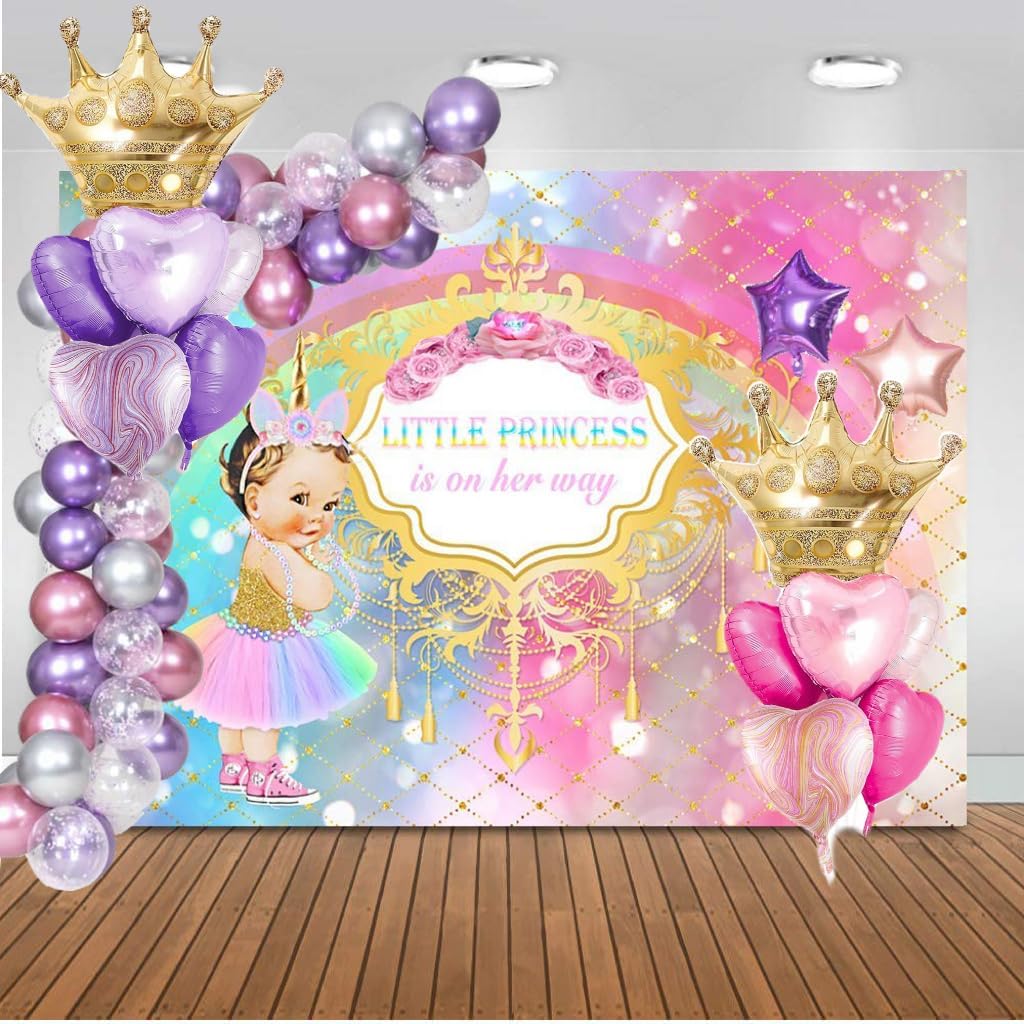 Crown Princess Balloons Pink Purple And Gold Set Of 2 Foil Helium Mylar Balloons,For Princess Birthday Party Decorations Baby Shower Supplies