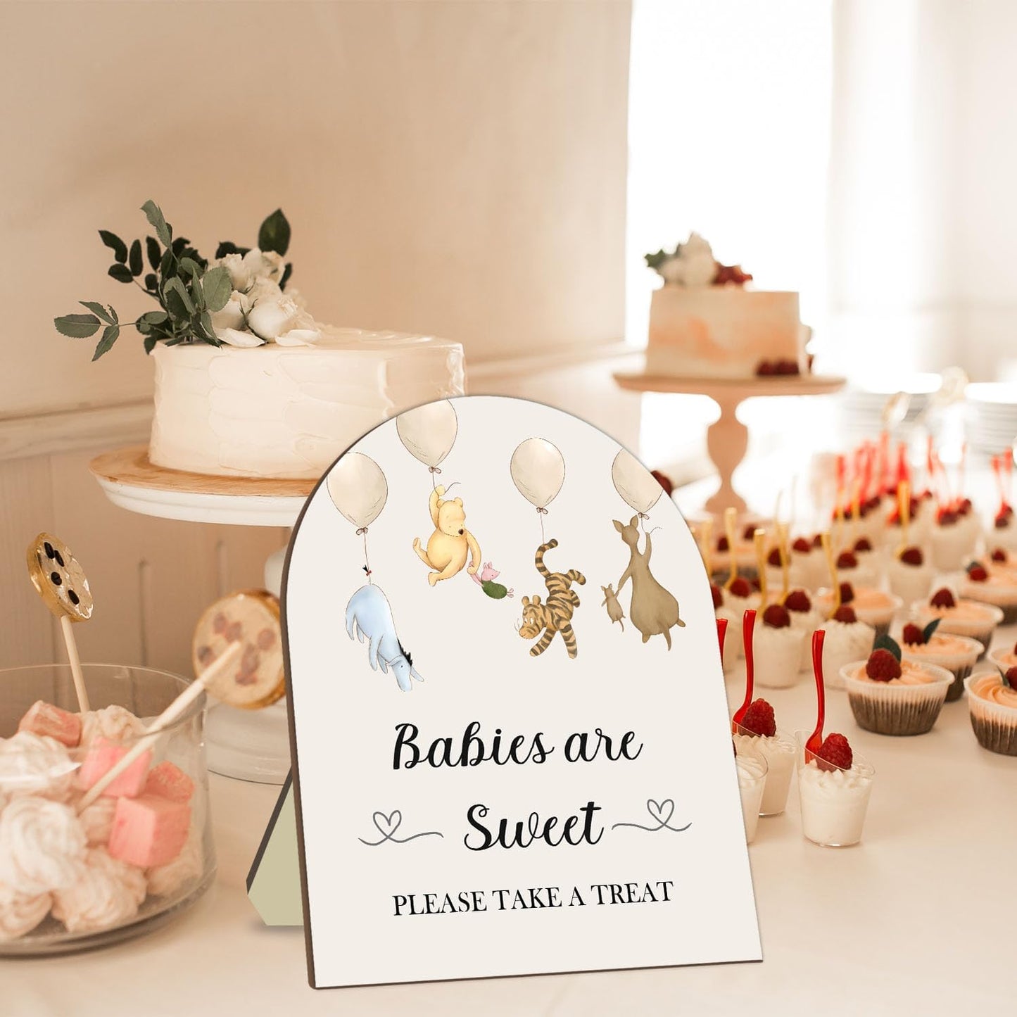 Winnie The Pooh Baby Shower Decoration Sign - Classic Pooh Babies are Sweet Please Take A Treat - 9 * 11IN