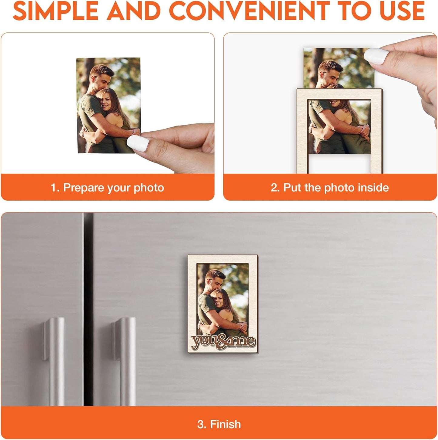 Magnetic Picture Frames - YOU & ME - Christmas Gift for Couple - Romantic Gift For Her, Him - Unique Magnet Photo Frame For Women, Men - Magnetic Frames for Refrigerator, Locker & More
