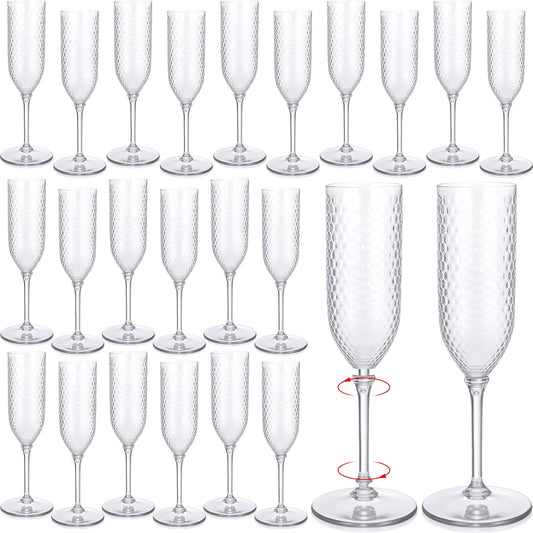 Remerry 48 Pack Detachable Plastic Champagne Flutes 5.5 oz Champagne Glasses Bulk Disposable Mimosa Glasses Reusable Wine Cups for Wedding Toasting Baby Shower Birthday Party New Years (Clear)