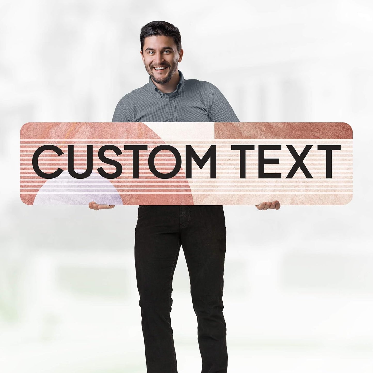 Custom Sign, Custom Street Sign, 11 Font Colors, 13 Font Styles, 4 Hole Options, 22 Sizes, 12x48 Inches, Rust Free DiBound, Fade Resistant, Made in USA by My Sign Center (Mid-Century Modern 1)